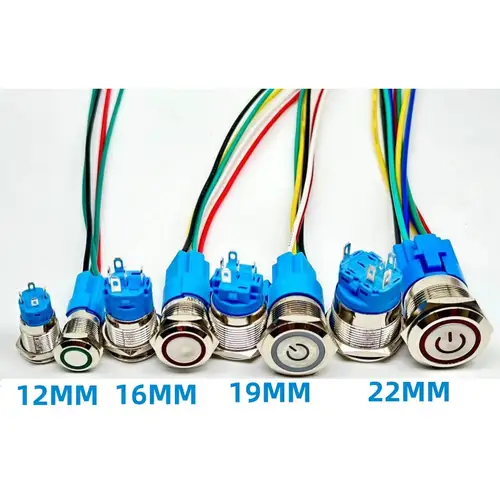 12/16/19/22MM Waterproof Metal Push Button Switch LED Light Momentary Latching Car Engine Power Switch  5V 12V 24V 220V Red Blue - Image 2