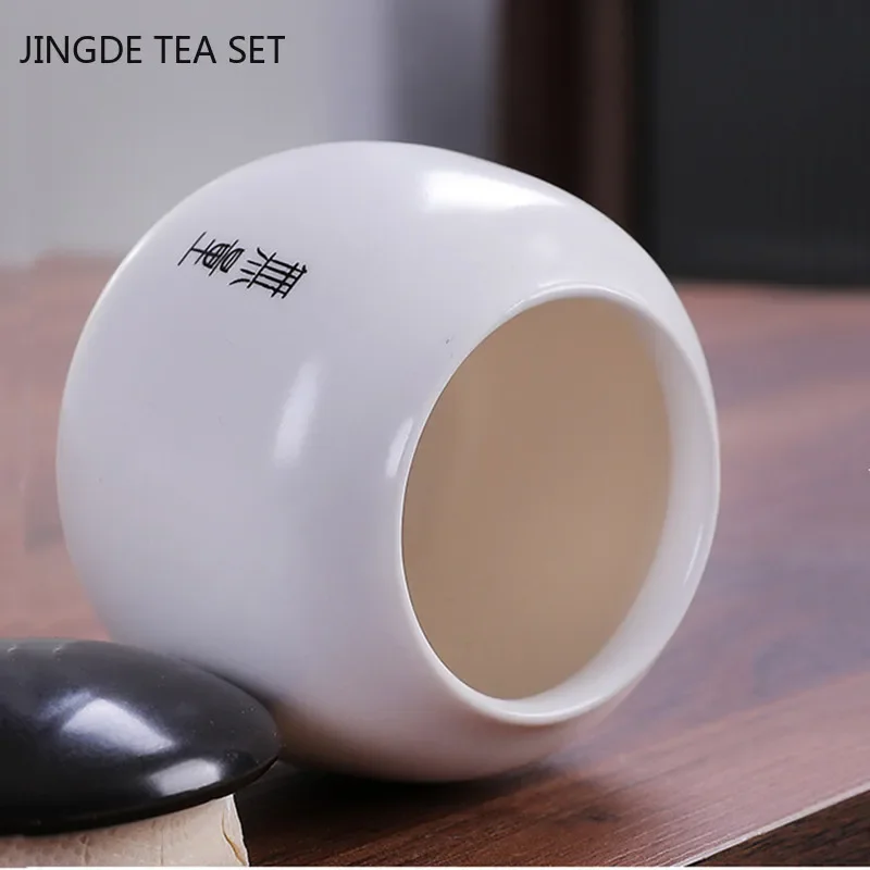 Ceramic Small Portable Airtight Tank Tea Caddy Moisture-proof Jar Home Tea Organizer Airtight Jars Kitchen Spice Container