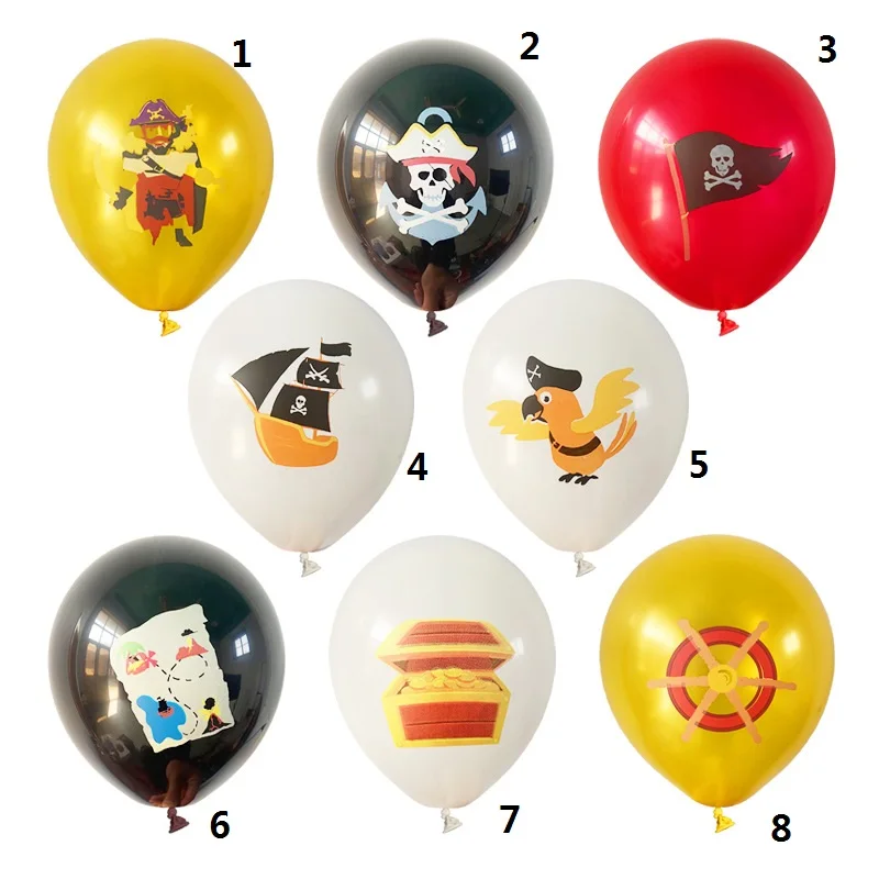 Pirate Theme Party Balloon Set, Nautical Party Decoration Props, Latex Balloon, Pirate Ship, 8Pcs