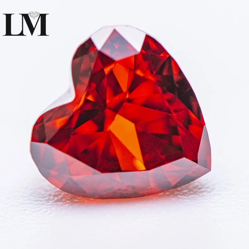 

Cubic Zirconia Stones 5A Grade Red Color Heart Shape 4k Crushed Ice Cut Lab Synthetic Cz Gemstone for DIY Charms Jewelry Making