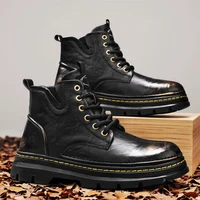 Men's Boots Trendy Men's Shoes British Cargo Boots Outdoor Casual Shoes Man Shoes Ankle Boots Retro Style Leather Wear-resistant