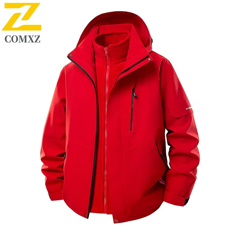 COMXZ Thickened Men Jacket Outdoor Mountaineering Wind Resistant Warm Parka Stylish Hooded Light Cold Proof Winter Outerwear