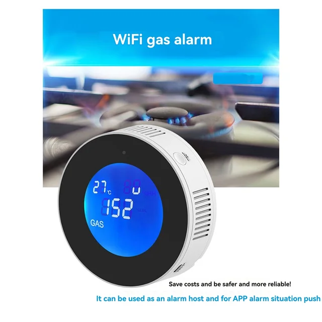 B37B-Combustible Gas Detector Combustible Gas Leak Detector With Temperature Function With LCD Display With Tuya App EU Plug 2