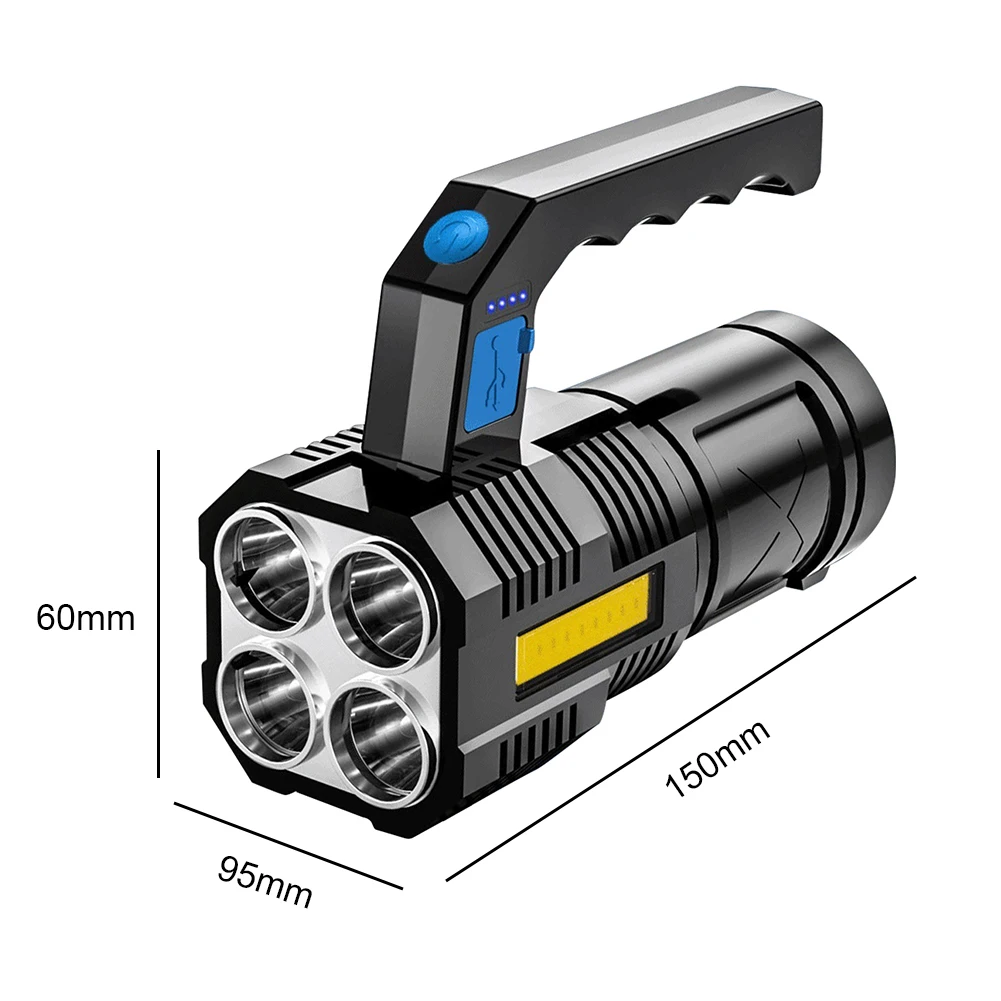 COB Handheld Spotlight USB Rechargeable Dual Light Source LED Flashlight for Hiking Hunting Exploring Outdoor Lighting