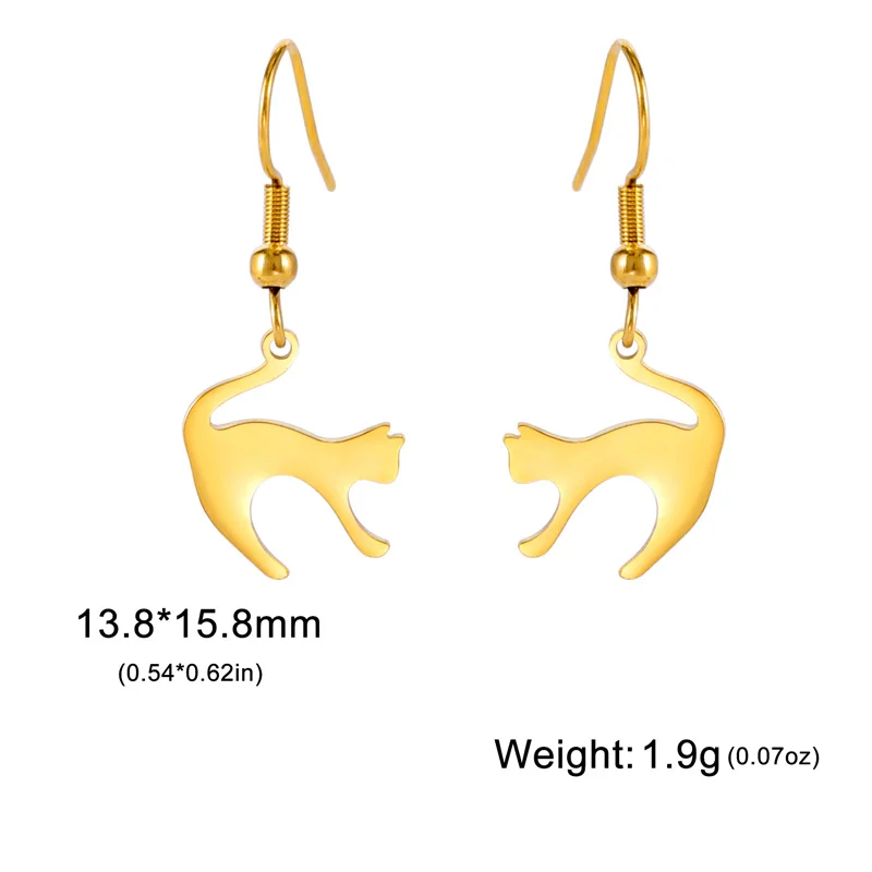 Cartoon Katze Ohrringe Edelstahl niedlichen Kätzchen Ohr Haken baumeln Ohrringe für Frauen Schmuck besten Freund Geschenke pen dientes mujer – Detail 18