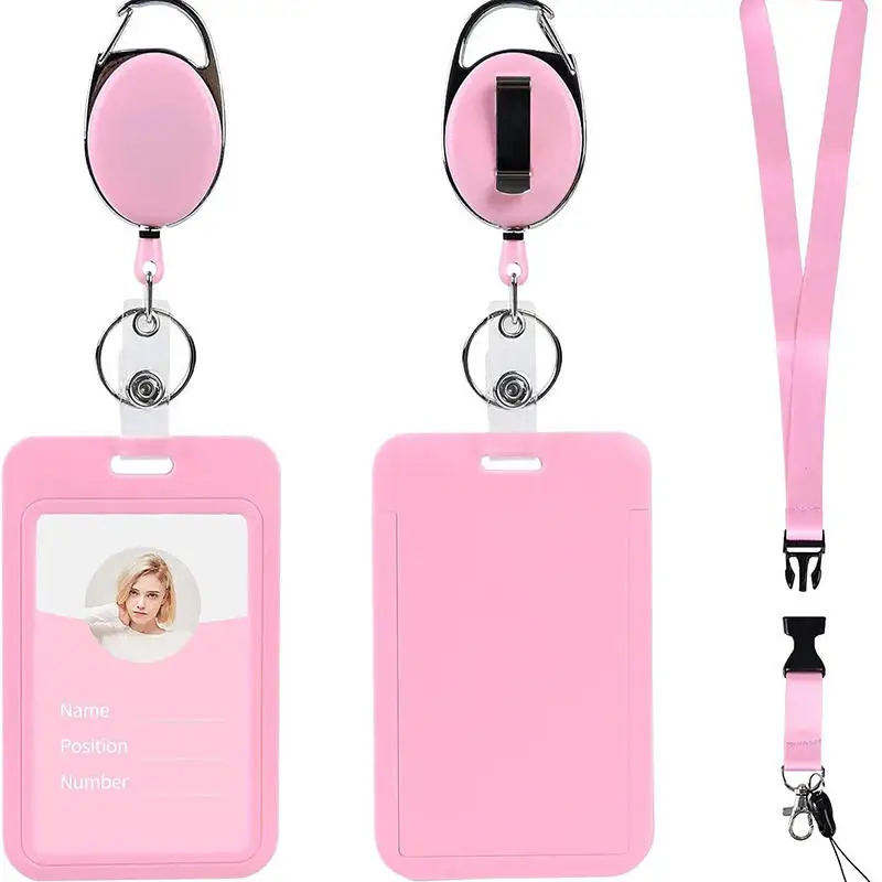 1Pc Solid Color Student Bus ID Card Protective Cover Keyring School Access Door Card Credit Card Holder Bag Set Key Chain