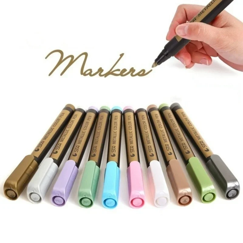Fine Metallic Markers Paints Pens Art Permanent Writing 10 Colors for Photo Album Gift Card DIY Craft