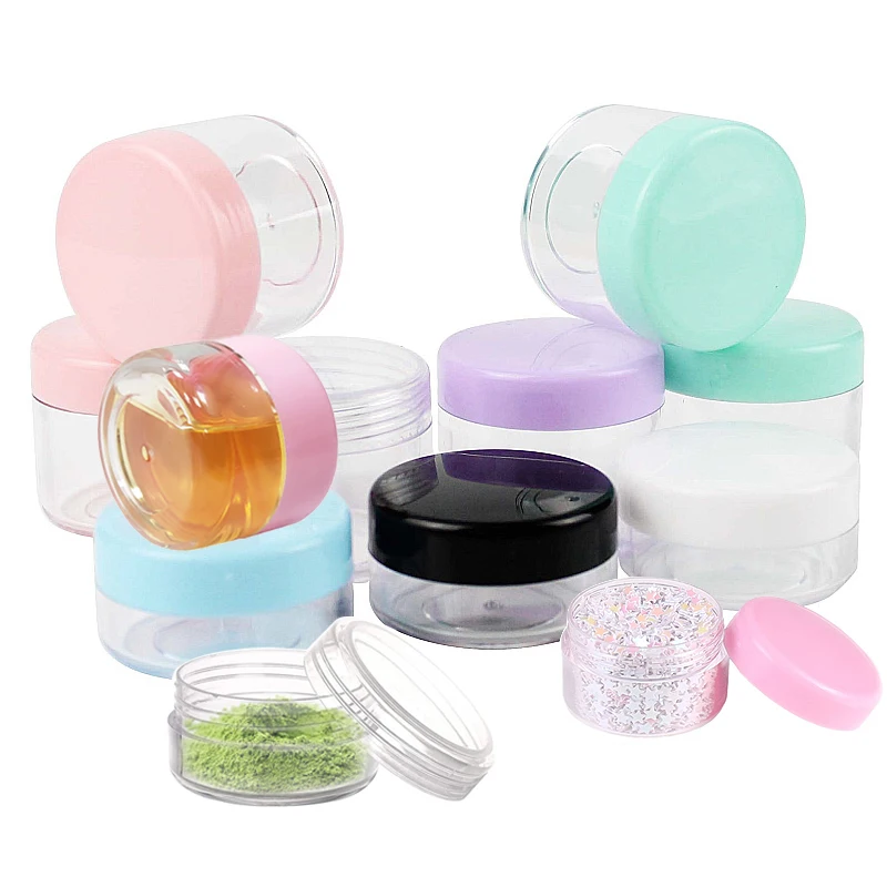 

100Pcs Lip Balm Containers 10g 15g 20g Empty Plastic Cosmetic Jar Clear Sample Bottles Eyeshadow Cream Storage Nail Powder Pot