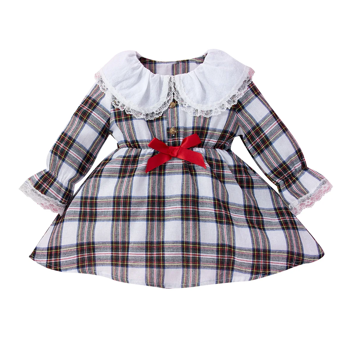 

Newborn Baby Girls Clothes Doll Collar Plaid Long Sleeve Dress Infant Outfits 2022 New Autumn Winter 3-24M fashion Baby Clothing
