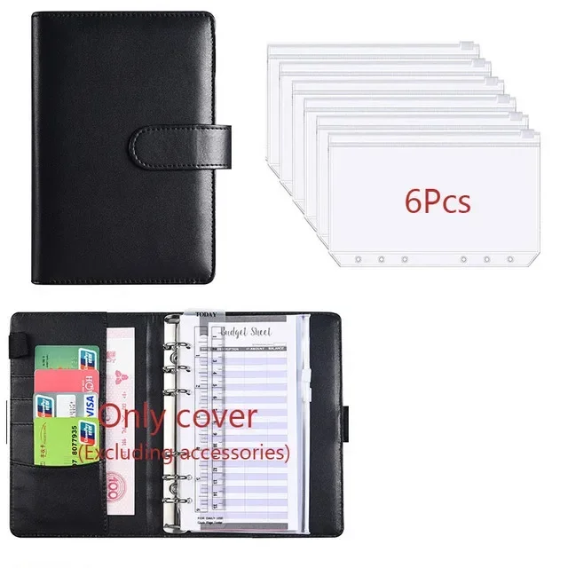 Deluxe PU Leather Budget Planner with Cash Envelope Organizer and Zippered Pockets
