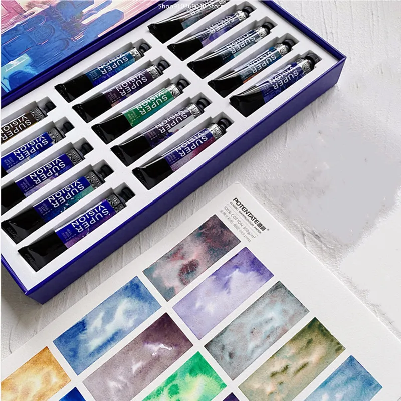 Super Vision New Layered Watercolor Paint 15ML/tube Mineral Texture Antique Illustration Precipitation Color Art Supplies