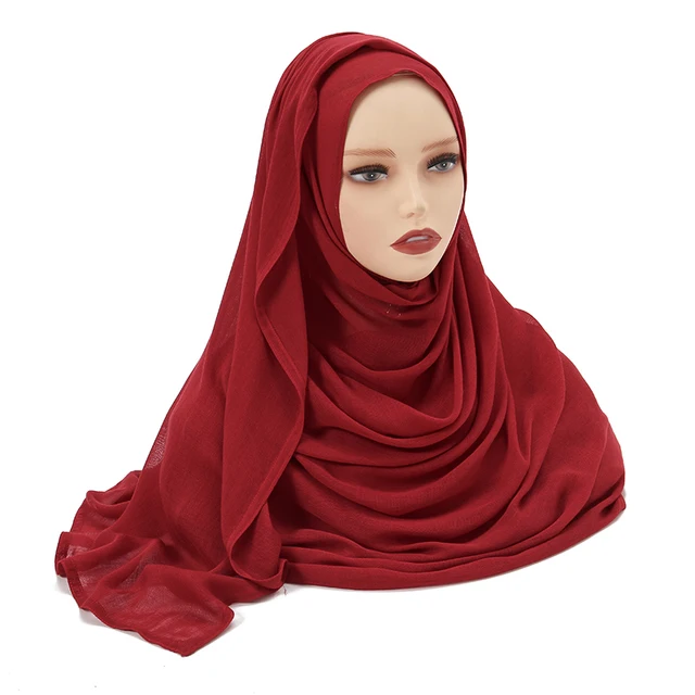 Châles en coton rayonne pour femmes musulmanes, Hijab Modal, écharpe unie, grande taille, Turban islamique, bandeau 190x85cm