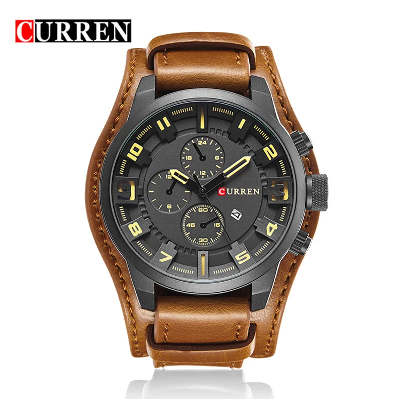

Personalized And Creative Men's Quartz Watch Leather Band Fashion Business Leisure Sports Waterproof Calendar Quartz Watch Men's