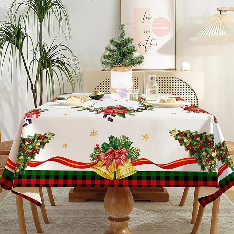 Rectangular Tablecloth Table Cloth Christmas Tablecloth Winter Christmas Tree Holiday Country Party Outdoor Decorative