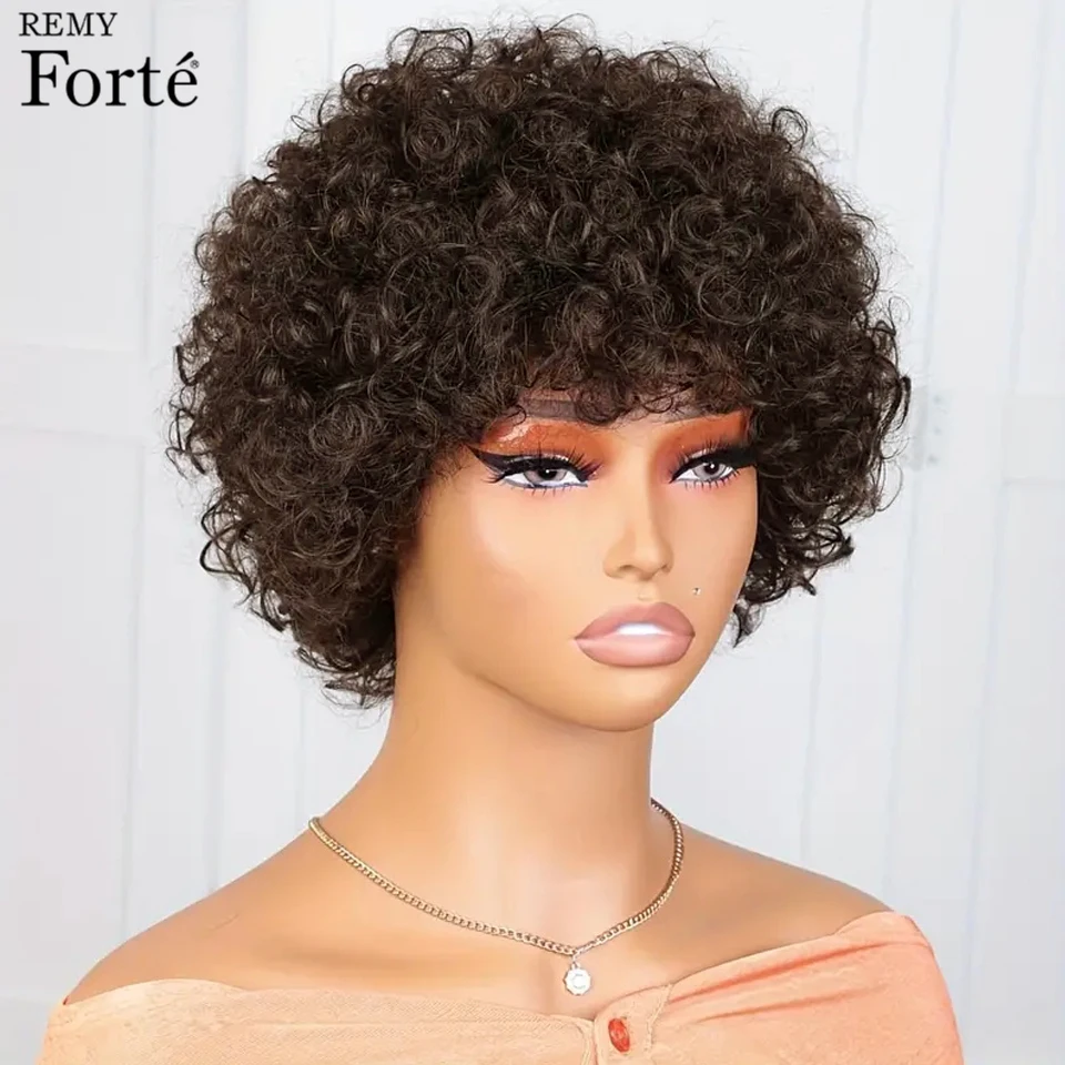 

Short Pixie Cut Wigs Human Hair Light Brown Curly Bob Wigs Human Hair Full Machine Made Wigs Afro Kinky Curly Bob Human Hair Wig