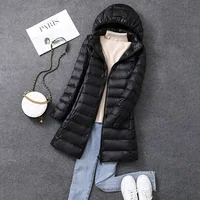 Women's X-long Office Lady Hat Detachable Puffer Jackets 2023 New Arrival Autumn Winter White Duck Down Warm Coat 2