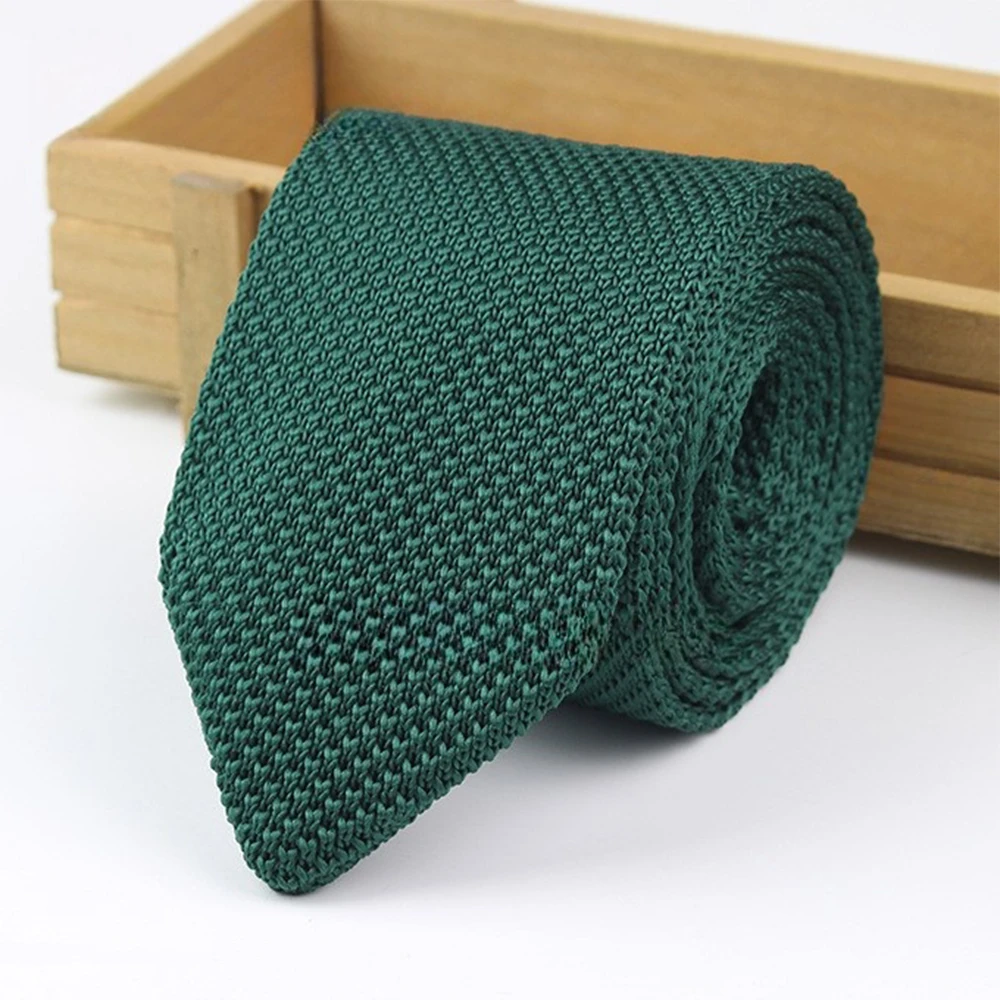 Gradient Knitted Tie - Mens Solid Color Slim Necktie