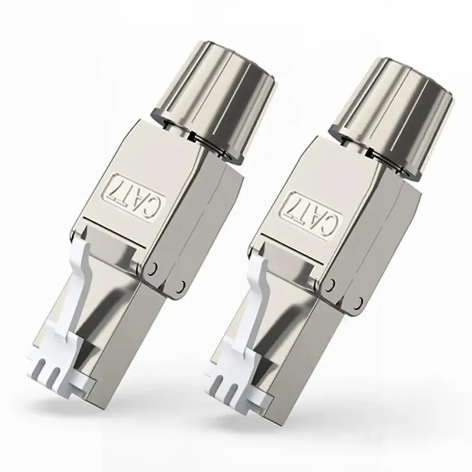 ZOERAX 12 Pezzi Jack Modulo RJ45 STP Cat6a/Cat7, Senza Attrezzi (Tool-less), Argento