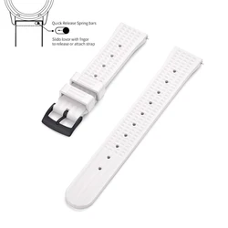 Premium Grade Waffle Design Quick Release Fluoro Rubber Watch Strap - 22mm (White Black)