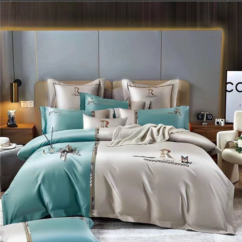 

Long Staple Cotton Reactive Print Duvet Cover Set 4Pcs 140 T Count Flat Sheet Pillowcase High Grade Home Textile Bedding