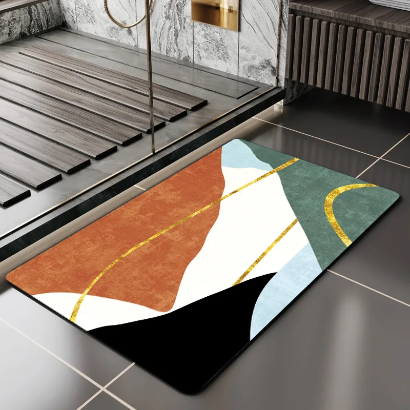 Entry Door Floor Mat Indoor Washroom Entrance Decorative Washable Carpet Non-slip Easy To Clean Rug Wrinkle-Resistant Doormat