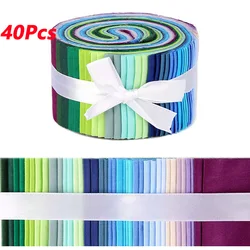 40-Piece Cotton Jelly Roll Fabric Strips for Quilting and DIY Crafting (40pcs-solid)