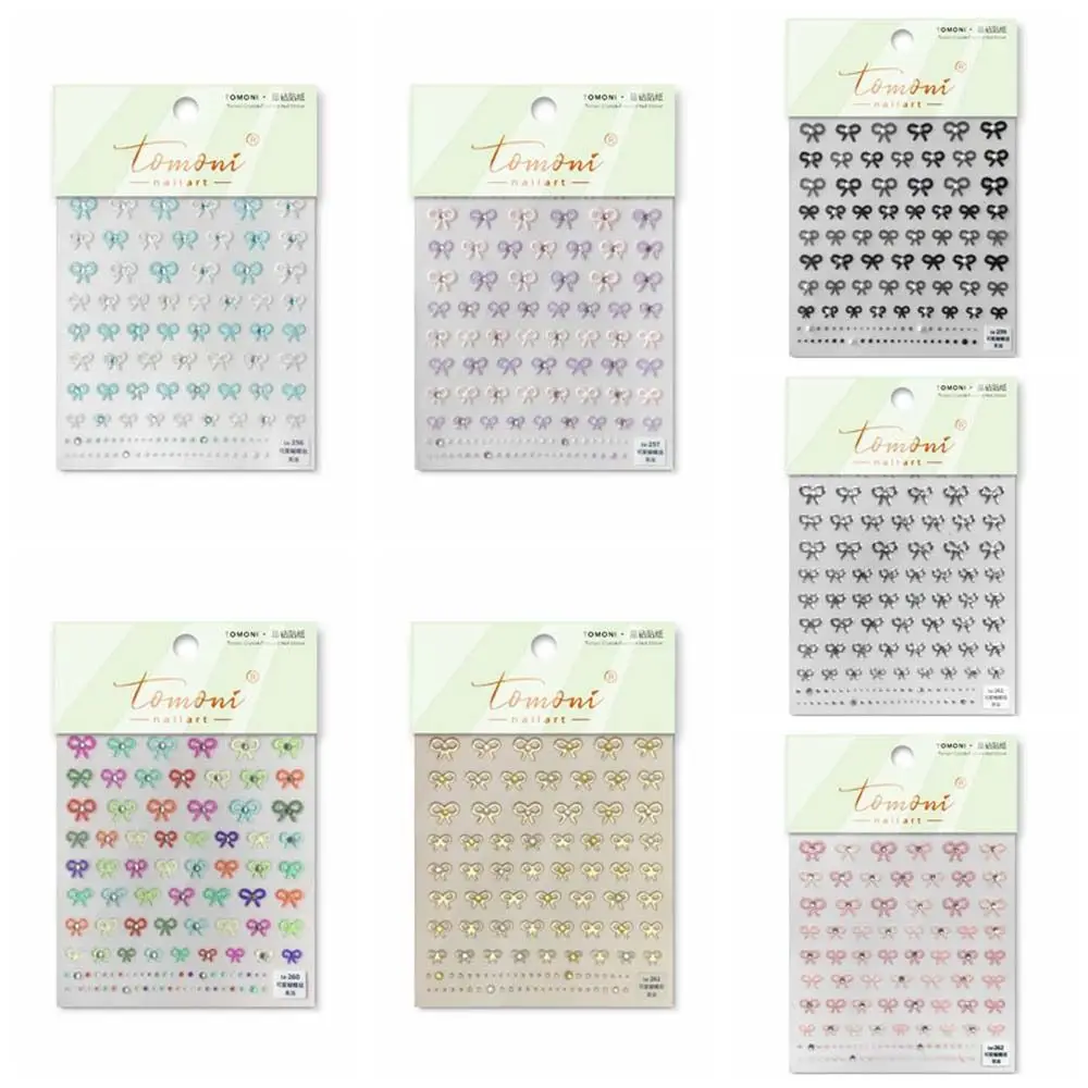 

Jelly Nail Charms Diamond Bow Nail Stickers Embossed Stickers Manicure Ornaments Diamond Bow Nail Decals Bronzing Gold