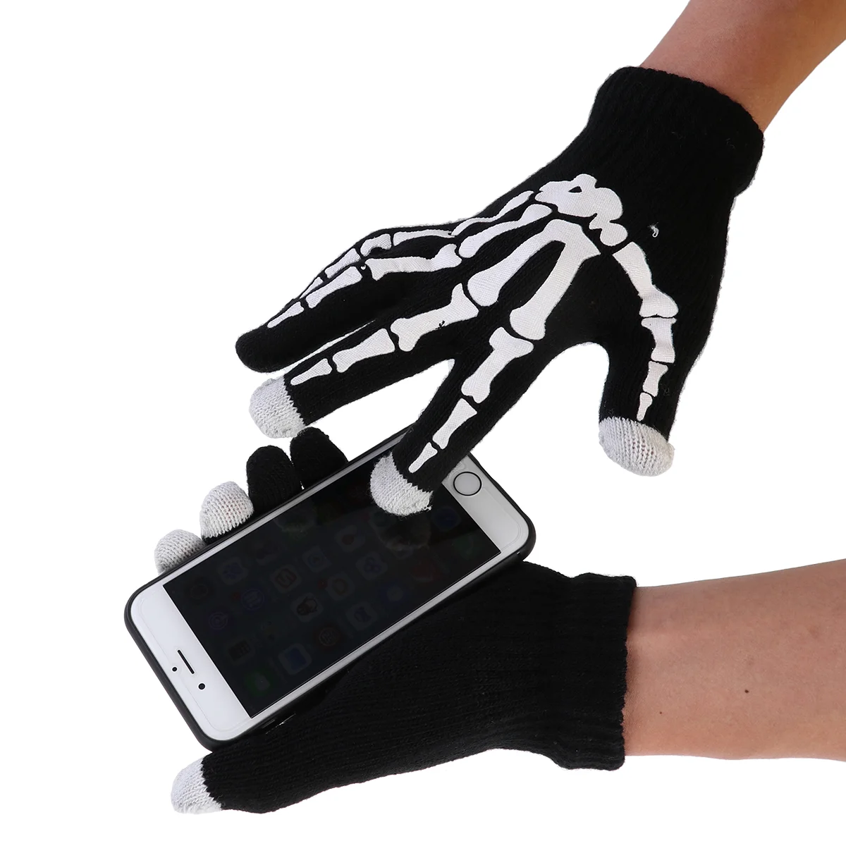 

Knitted Gloves Winter Glow The Dark Halloween Sports Decor Bone Mittens