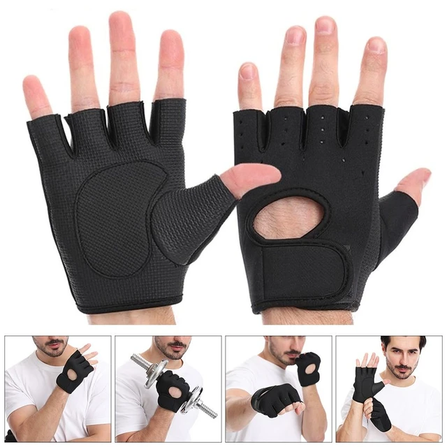 Guantes de entrenamiento, guantes negros para hombres y mujeres, guantes  transpirables de medio dedo, guantes de ejercicio de fitness, guantes