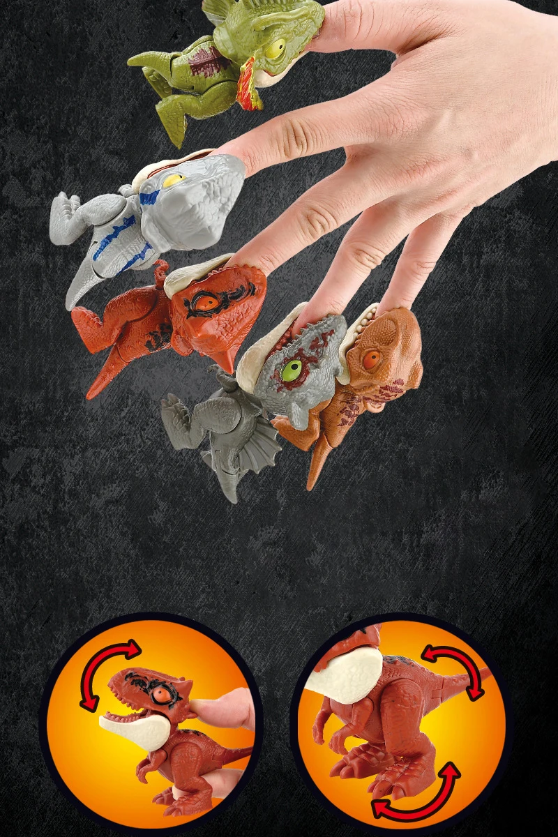 Miniaturowe kreskówkowe paluszkowe dinozaury Tyranozaur — plastikowe pacynki na palce (5/10/20)