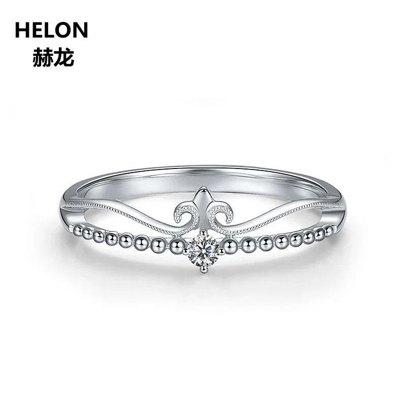 

Solid 14k White Gold Natural Diamonds Women Engagement Ring Party Anniversary Wedding Band Art Deco