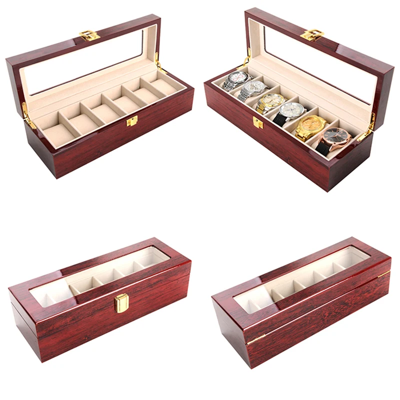 

Luxury 5/6/10/12 Grids Handmade Wood Watch Box Wooden Clock Box Watch Case Time Box for Watch Holding