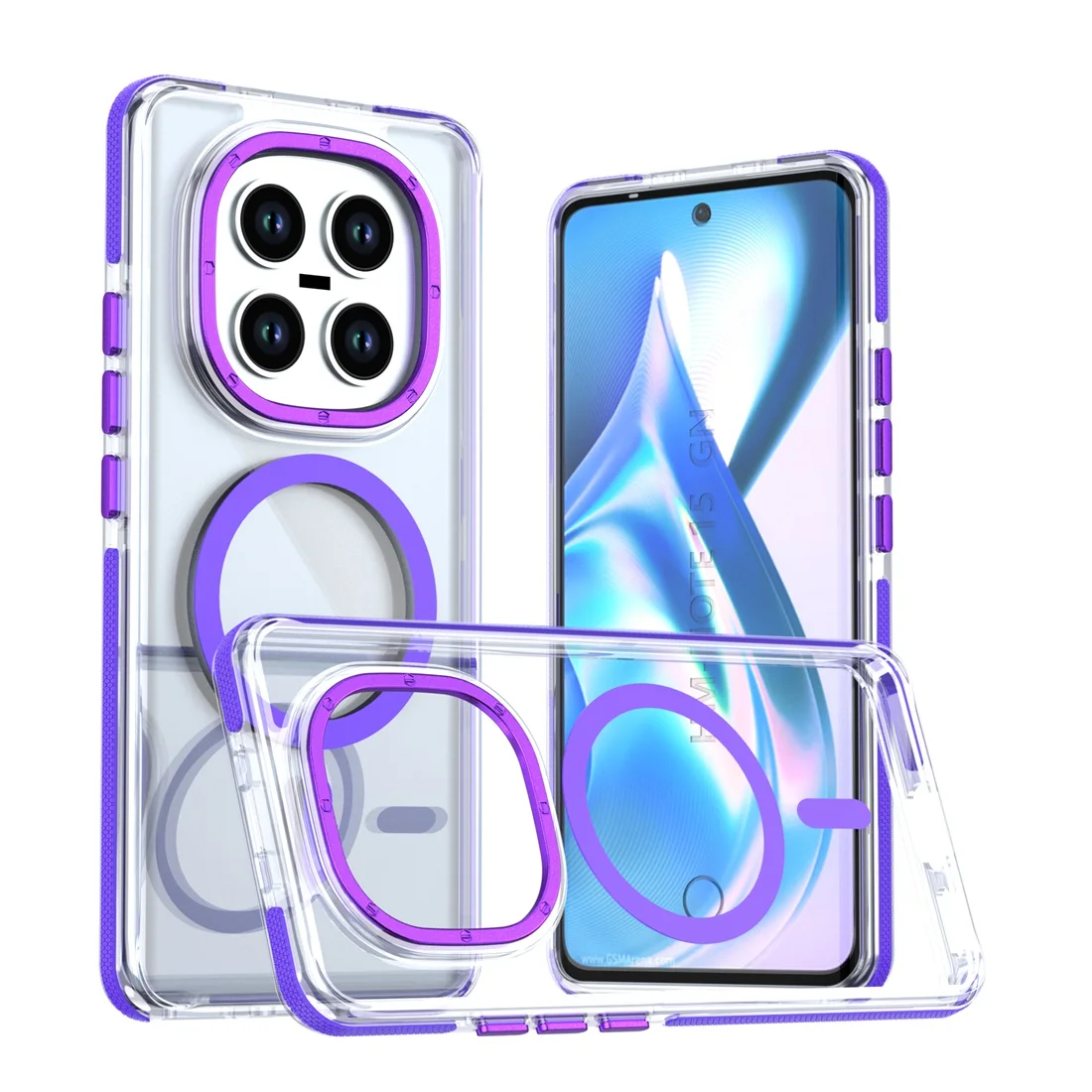 Premium Transparent Magnetic Shockproof Phone Case with Metal Button and Camera Protection