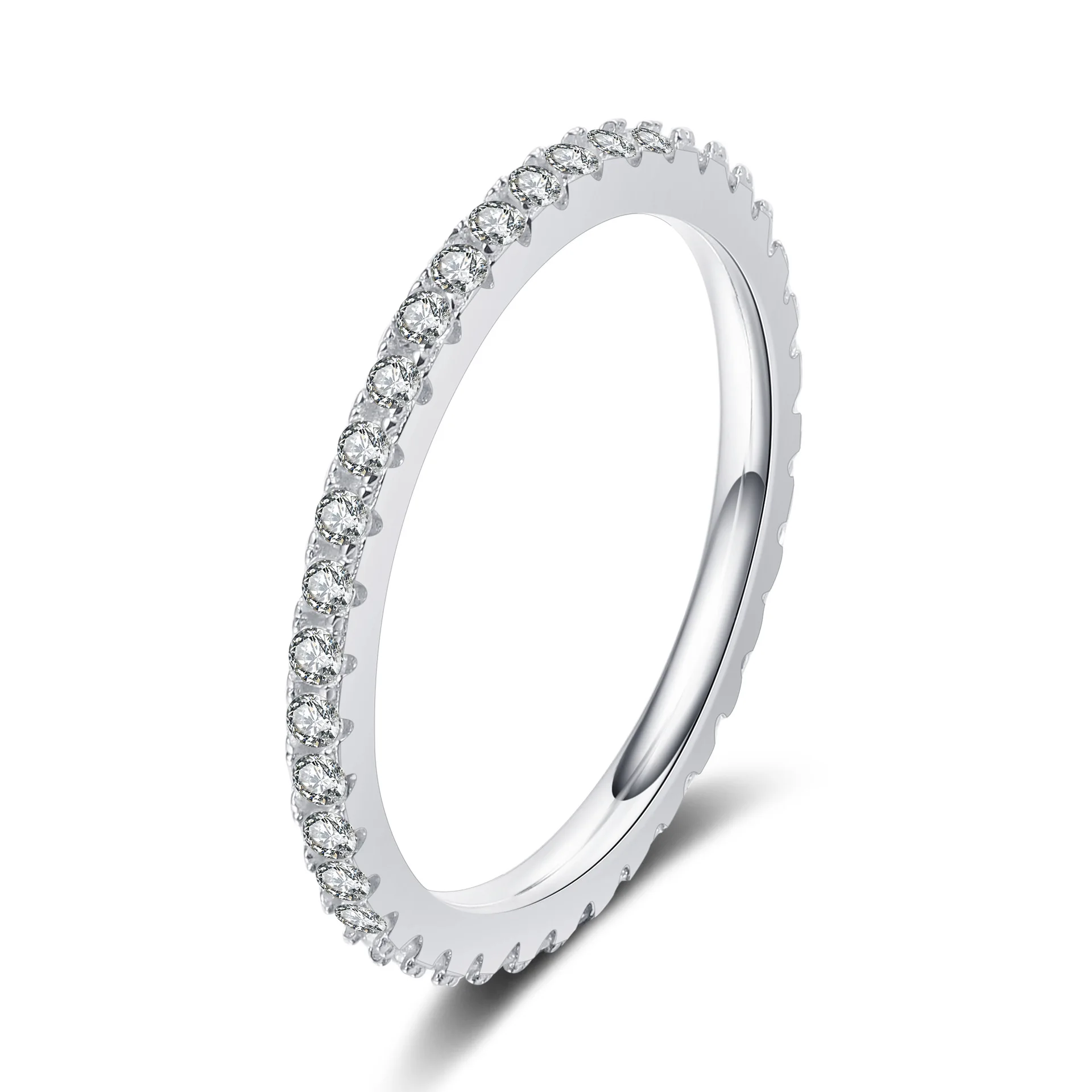 JECIRCON New 925 Sterling Silver Ring for Women Word Full Circle 0.57 Carat Moissanite Row Ring Fashion Daily Commuting Jewelry