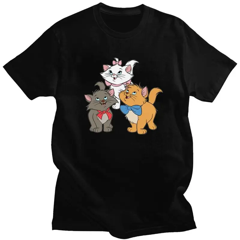 

Men's Kawaii Cute Marie Cat T Shirts Short Sleeved Cotton Tshirt Streetwear T-shirt Custom Printed Tee Plus Size Apparel