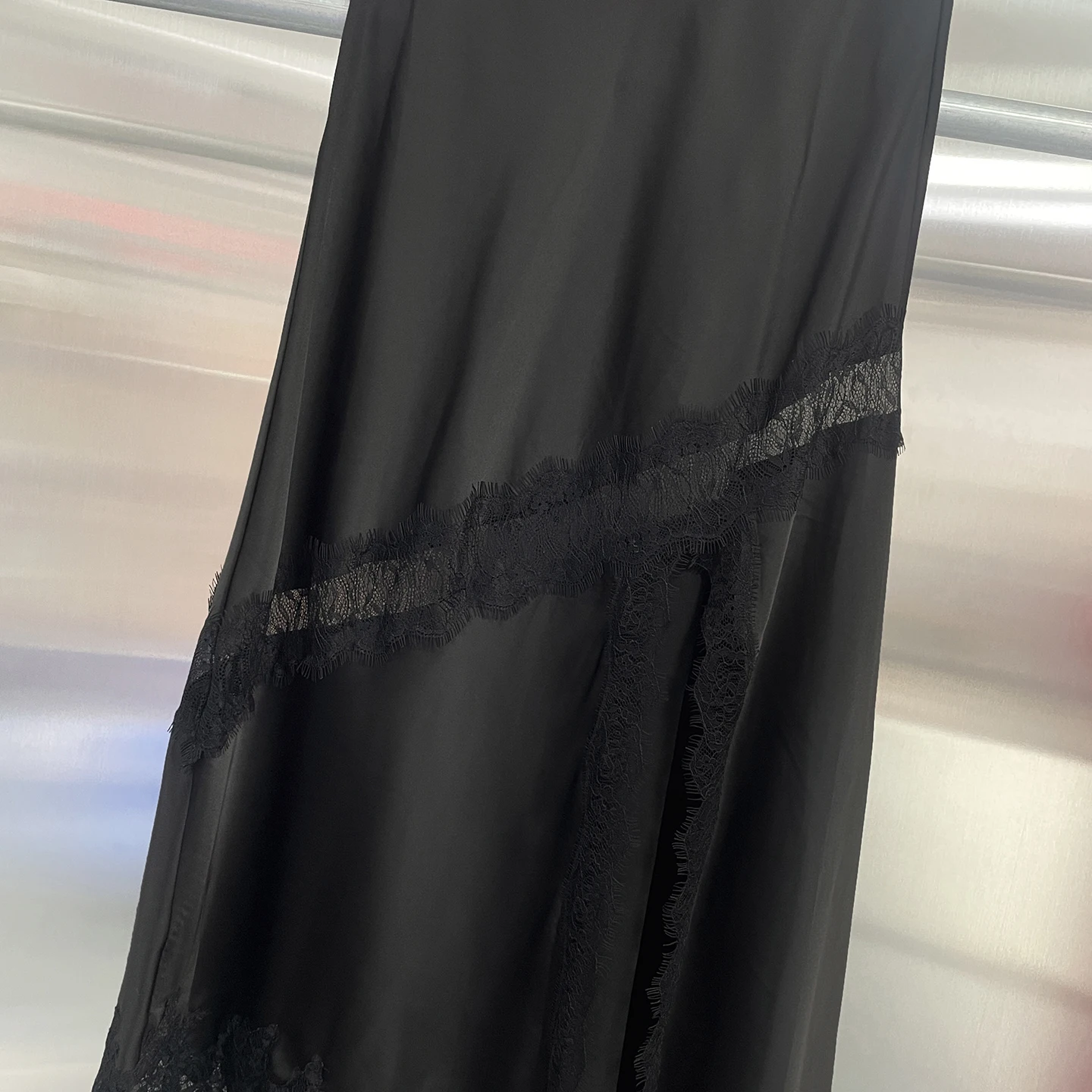 CHICEVER Hit Color Sexy Patchwork Lace Hollow Skirts For Women High Waist Split Temperament Asymmetrical Midi Skirt Female Style