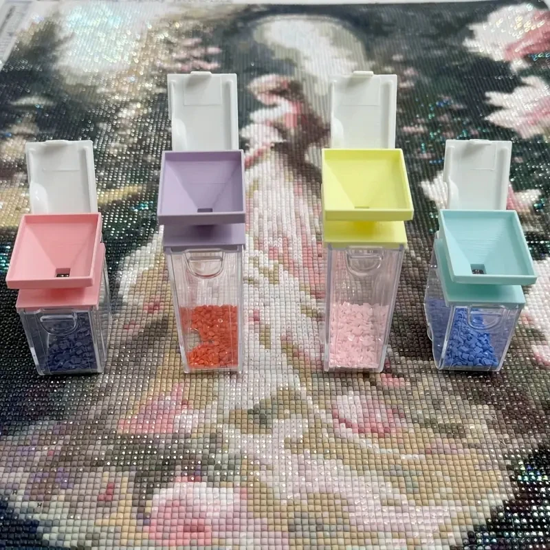 HOMFUN 4pcs/Set 5D Diamond Painting Drills Funnel for Square Storage Container Drill Tray Box Embroidery Art Accessories Tool