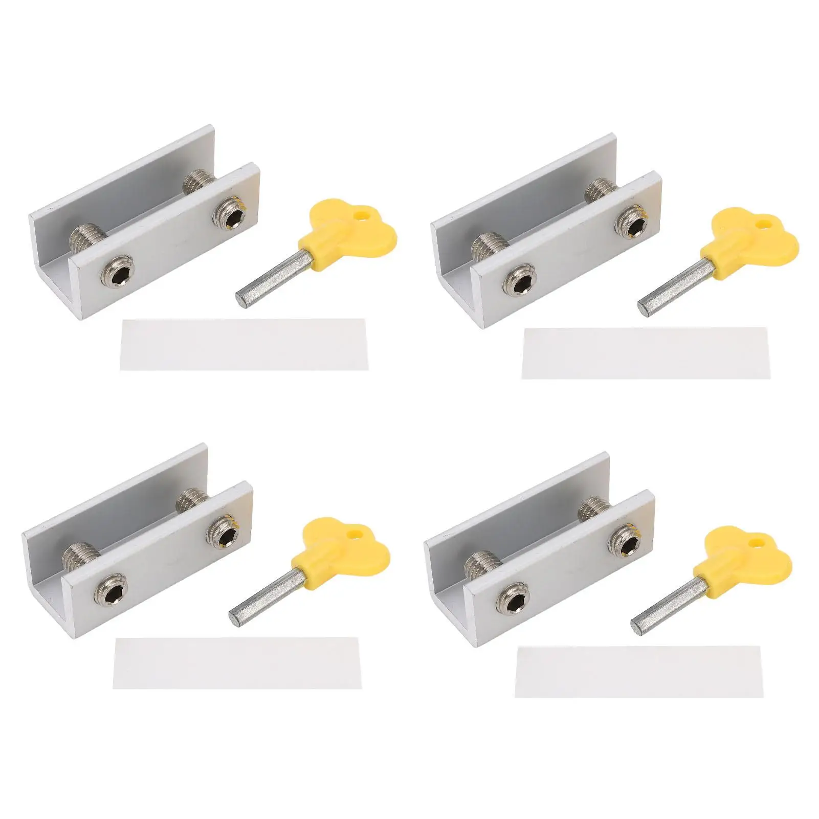 4-Piece Adjustable Aluminium Window Lock Set with Key-Secure Stopper for vertical & Horizontal Sliding Windows