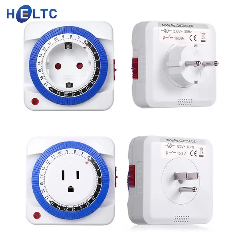 EU Timer Switch Timer 24 Hours Plug In Mechanical Grounded Programmable