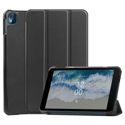 Premium PU Leather Tablet Case with Hard PC Back and Stylus for Nokia T10 8.0 Inch (2022) (Black)