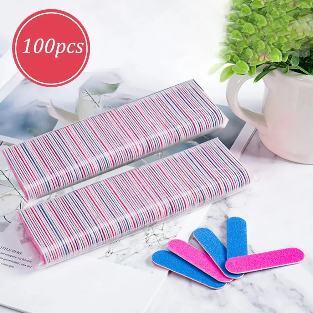 50 100Pcs Double Side Nail Files Mini Sanding er Block Set Gel Polish Manicure Pedicure Salon Nail Art Tool Matte Pen Na nail file