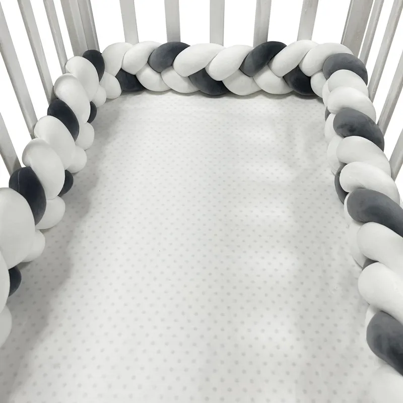 NEW 2M/3M Baby Bed Bumper 4 Strands Knotted Braided Bumper crib bumper Cotton Knot Pillow Crib Protector baby decoration room
