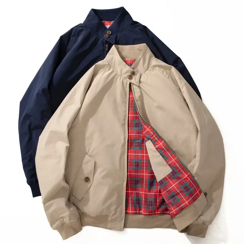 미국 스타일 빈티지 스탠드 칼라 남성용 재킷, 루즈 방풍 인기 바이커 단색 코트, 올매치 캐주얼 상의, 패션  Best5