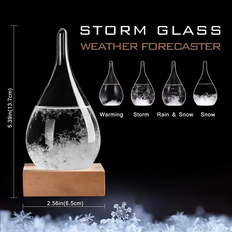 Kristall-Sturmglas-Barometer - Transparente Wettervorhersage Wassertropfen-Wetterstation Tischdekoration für Tischornamente
