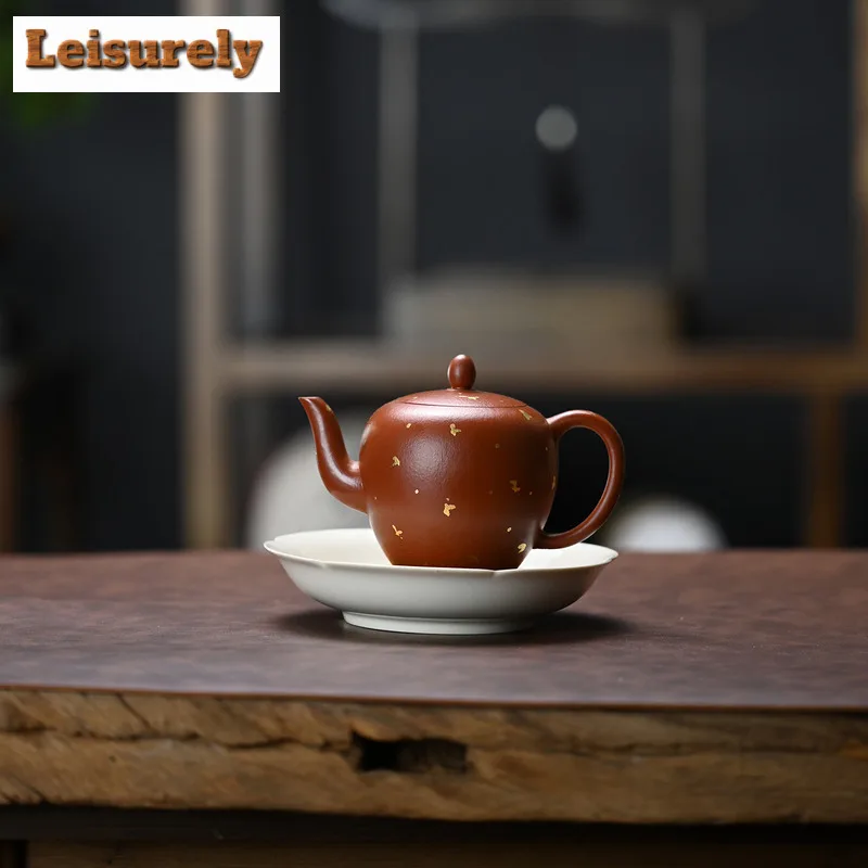 210ml Yixing Purple Clay Teapots Handmade Sprinkle Gold Beauty Shoulder Pot Raw Ore Dahongpao Mud Kettle With Strainer Zisha Tea