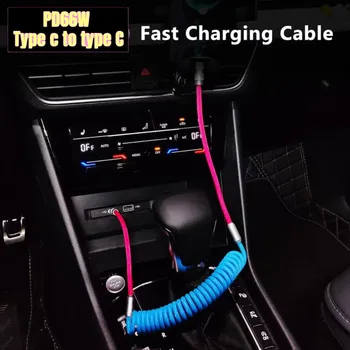 1.8M PD 60W Fast Charging Spring USB C to Type C Cable For 15 Pro Max Samsung Xiaomi Huawei Phone Charger Type-C Cables 1