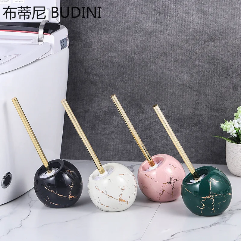 Nordic Ceramics Floor-standing Toilet Brush Round Shape Soft Fur Quick Draining Cleaning Brushes Bathroom Accessories Base