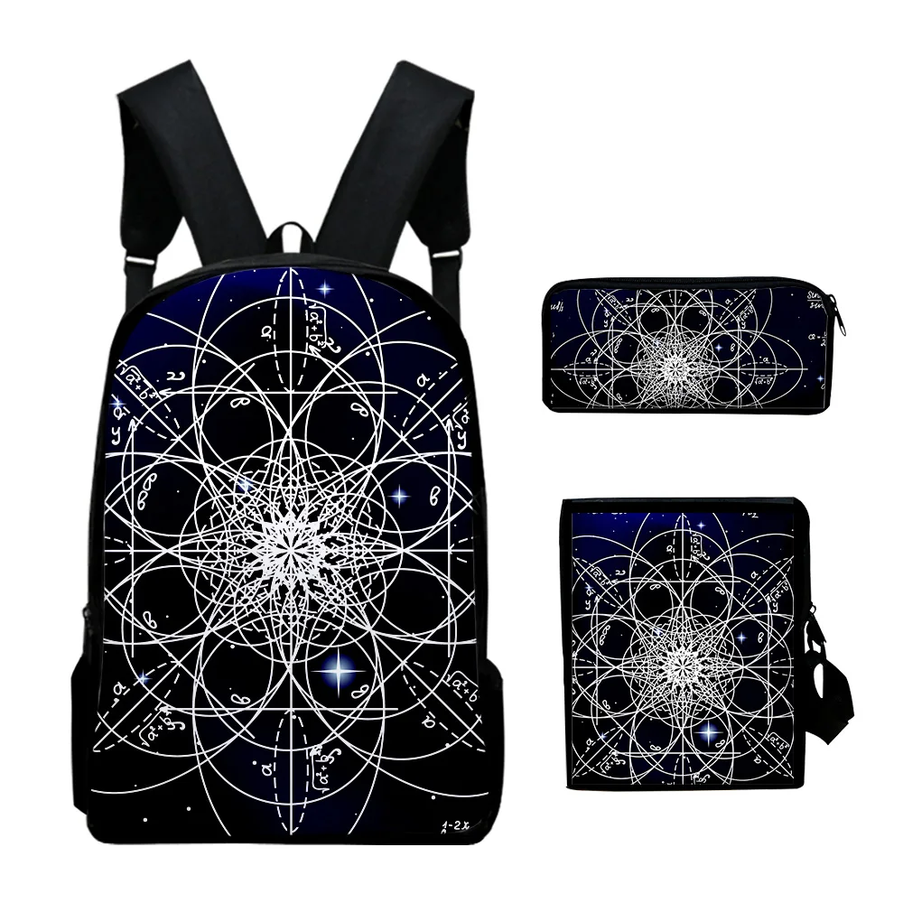Popular Science physical chemistry Formula 3D 3pcs/Set School Bags Laptop Daypack Backpack Inclined shoulder bag Pencil Case