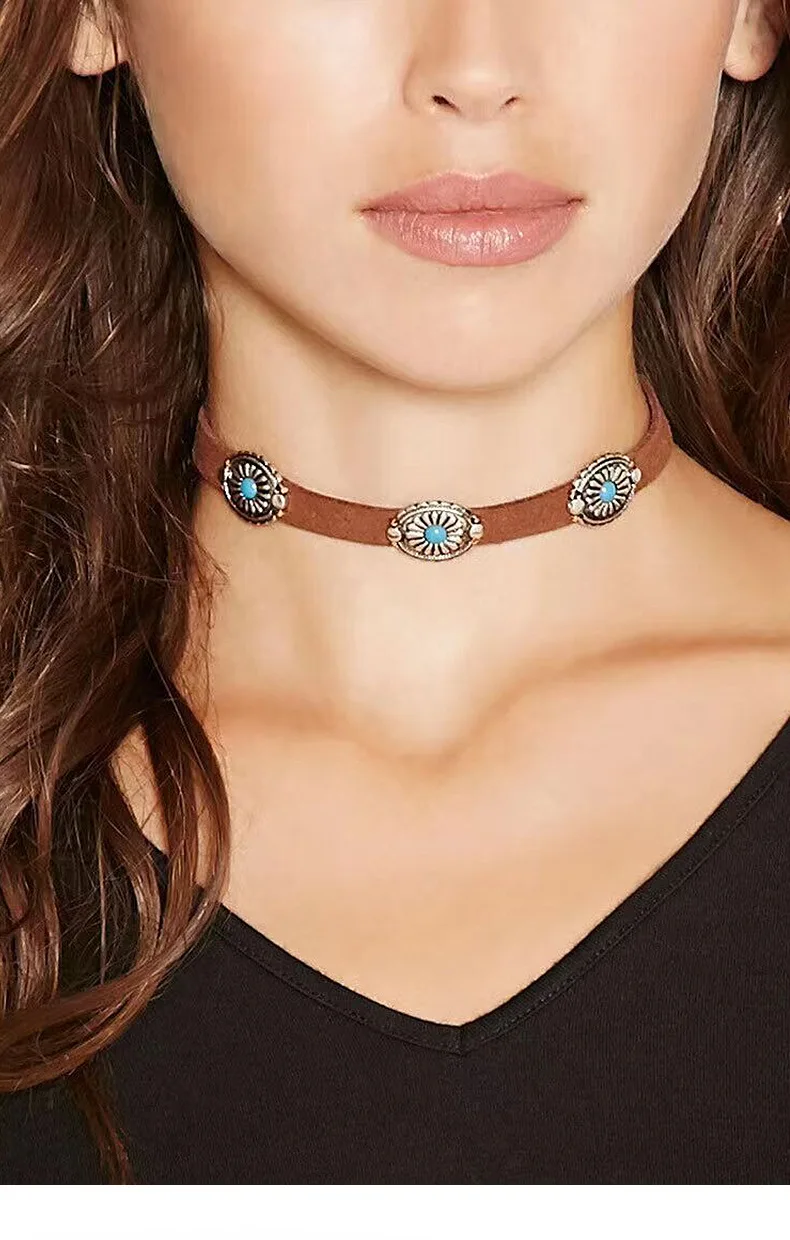 

European and American Fashion Vintage Necklace Chain turquoise Korean Velvet Necklace