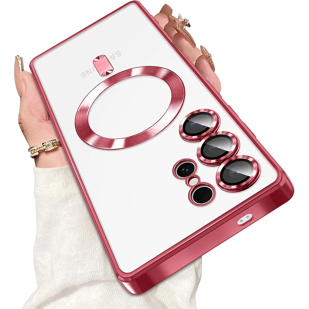 Luxury Magnetic Glitter Plating Silicone Phone Case - Clear and Soft Cover
